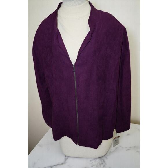 Laura Scott Woman Zip-Up Suede-Look Purple Jacket – Size 1X – NWT - Picture 1 of 8